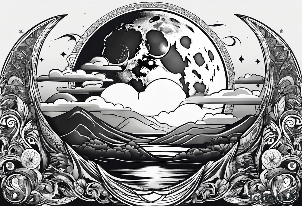 Moon background tattoo idea