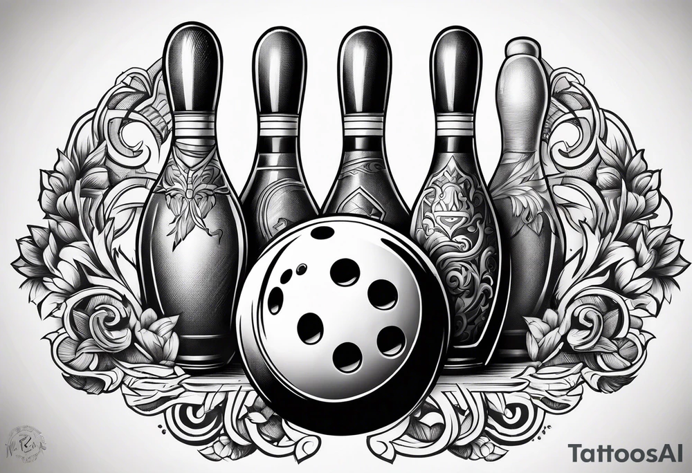 Bowling theme and family crest tattoo idea