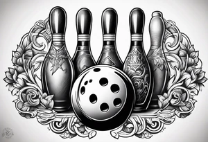 Bowling theme and family crest tattoo idea