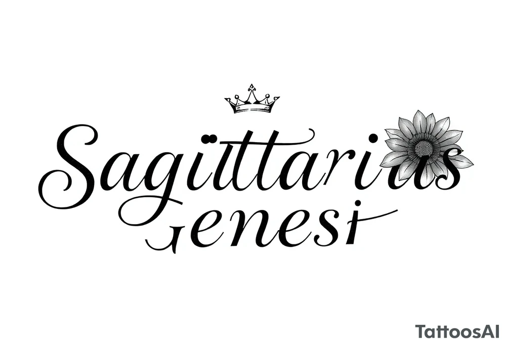 Sagittarius Genesis and a crown and sunflower tattoo idea