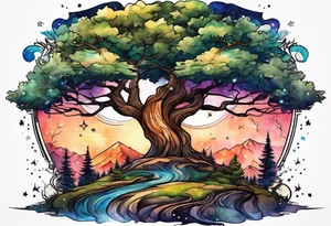 Woods nature stars family tattoo idea