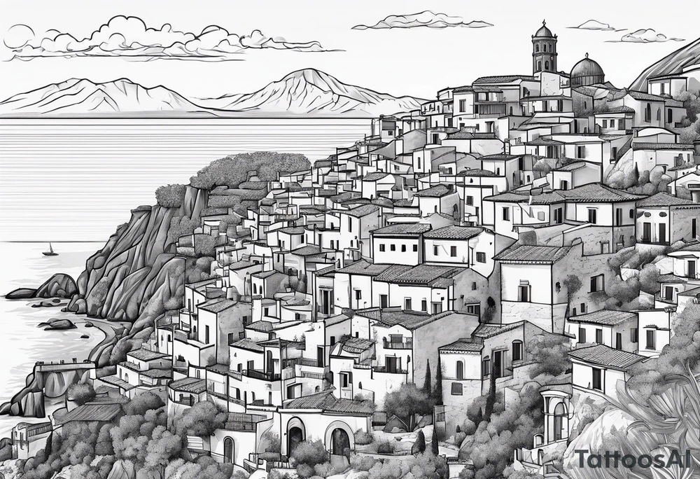 Outline of the region of the  Calabria map tattoo idea
