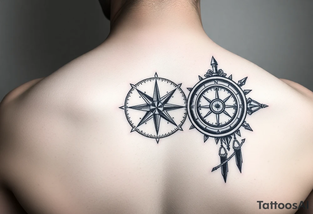 Compass for side of neck tattoo idea