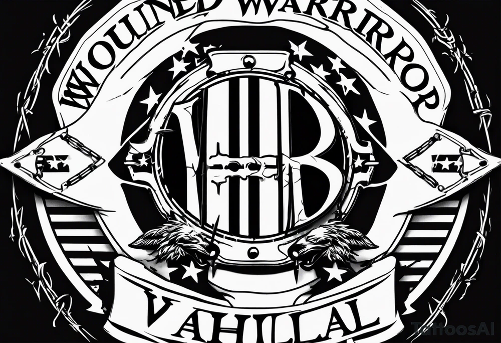 Wounded warrior valhalla shield barb wire tattoo idea