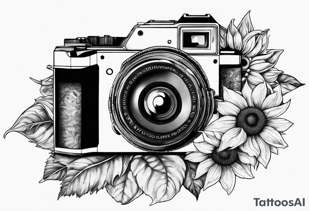 sunflower, camera, fish, tattoo idea