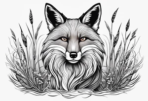 Creepy fox in the reeds jumping tattoo idea