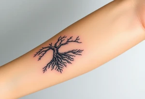 mystical tree of life with cosmic roots and celestial branches tattoo idea