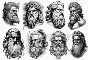 realistic zeus greek mythology tattoo idea