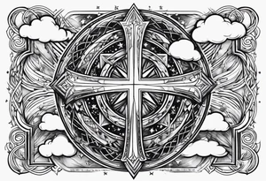 stars, clouds, cross, gemini, success, winning tattoo idea