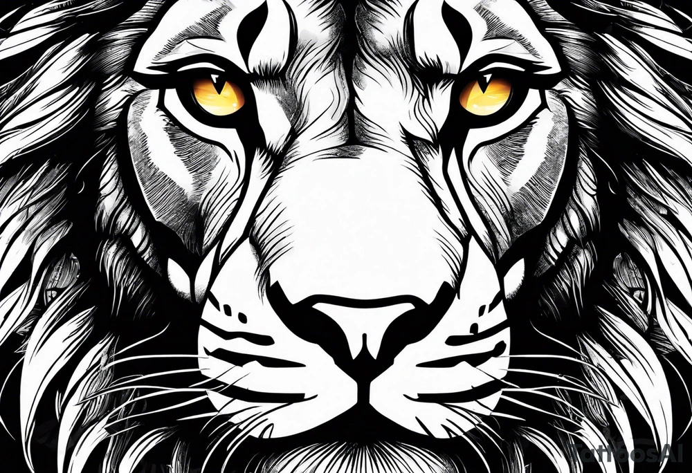 lion with scratvh in its eye and roar tattoo idea