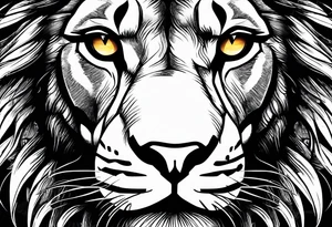 lion with scratvh in its eye and roar tattoo idea