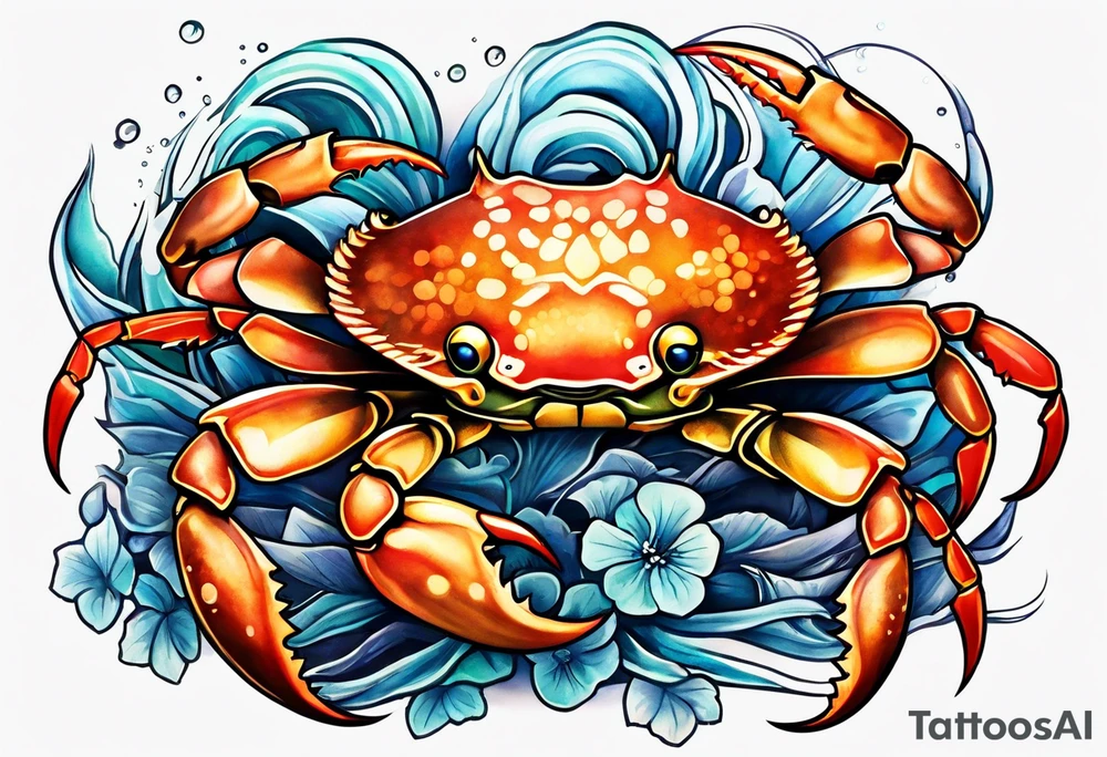 Crab and fish tattoo idea
