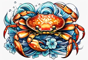 Crab and fish tattoo idea
