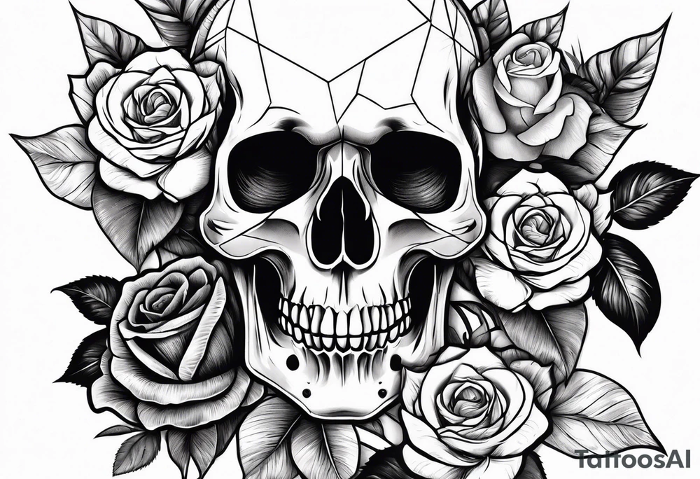 skull and roses tattoo idea