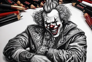 Evil clown gangster tattoo idea