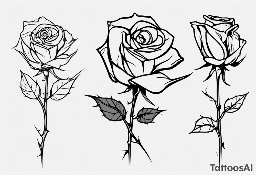 a one-line rose, add some red blood and thorns, tall tattoo idea