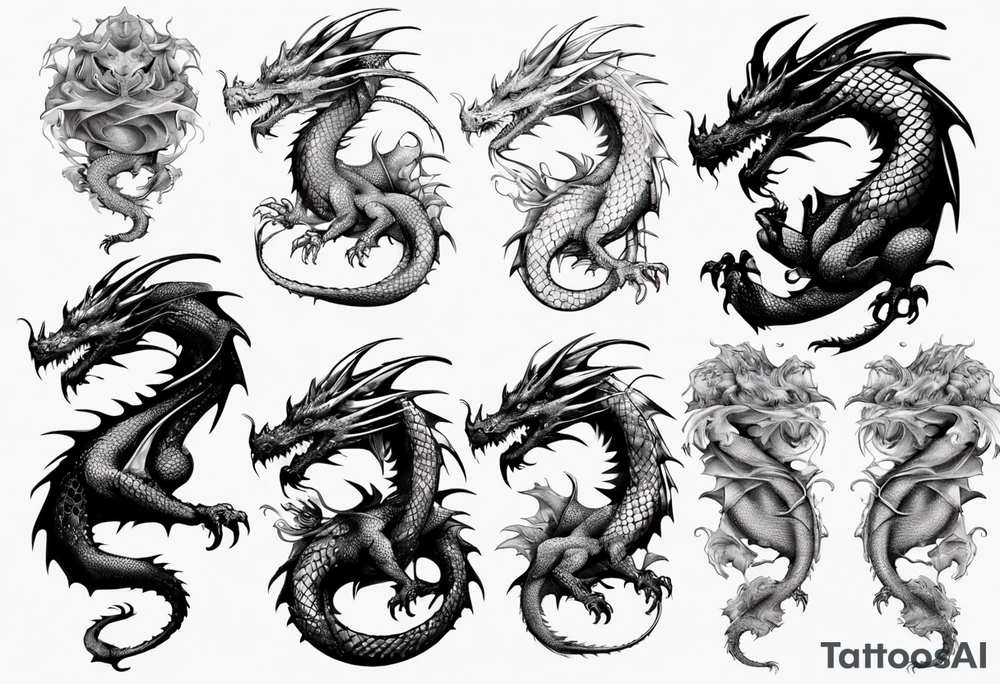 dragon with long body and scales tattoo idea