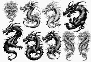 dragon with long body and scales tattoo idea