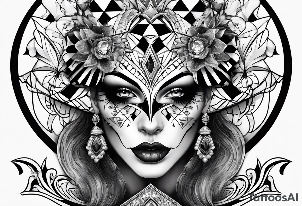 a classic arlequin engraving simple tattoo idea a classic arlequin engraving simple tattoo idea