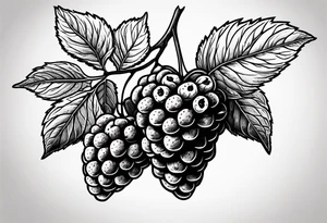 a single long raspberry branch that is growing downwards tattoo idea