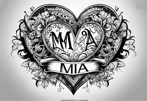 The word Mia inside a heart tattoo idea