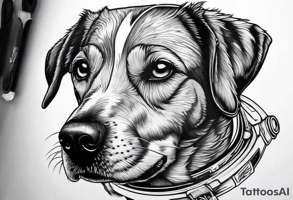 dog floating in space tattoo idea