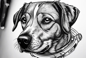 dog floating in space tattoo idea