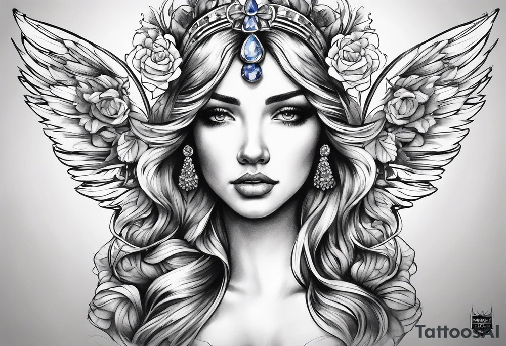 Sapphire angel tattoo idea