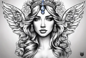 Sapphire angel tattoo idea
