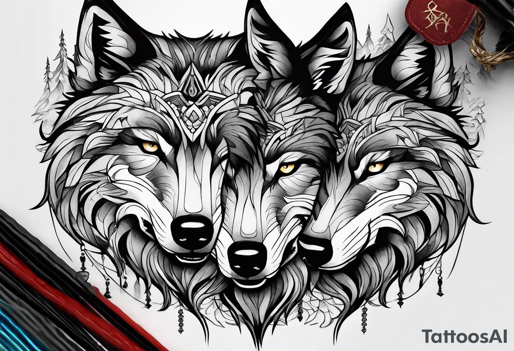 Wolves looking at you tattoo idea