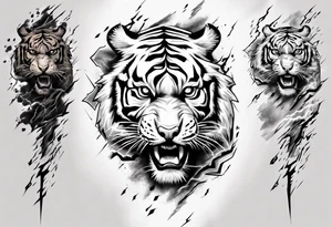 Tiger with lightning for a forearm sleeve tattoo idea
