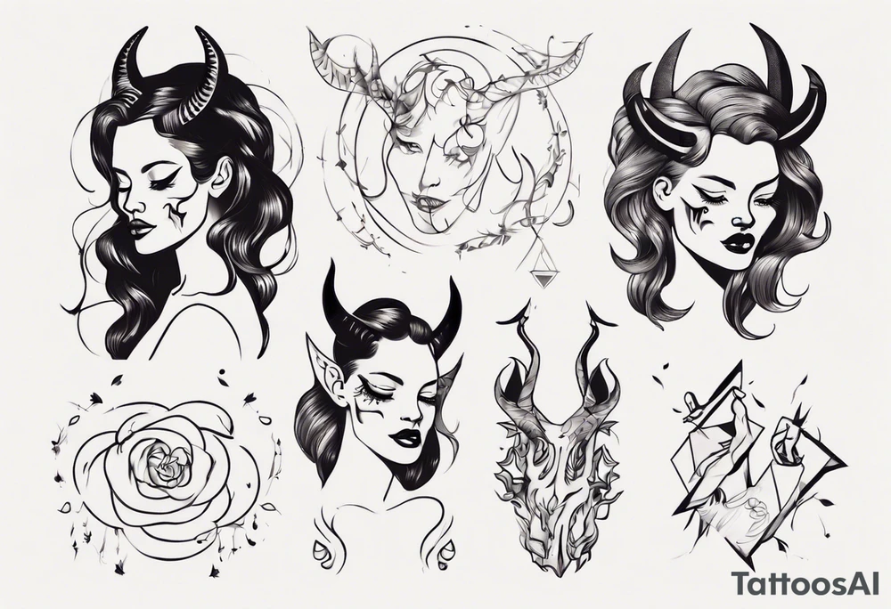 female dancing with the devil delicate tattoo idea