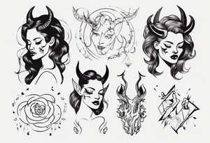 female dancing with the devil delicate tattoo idea