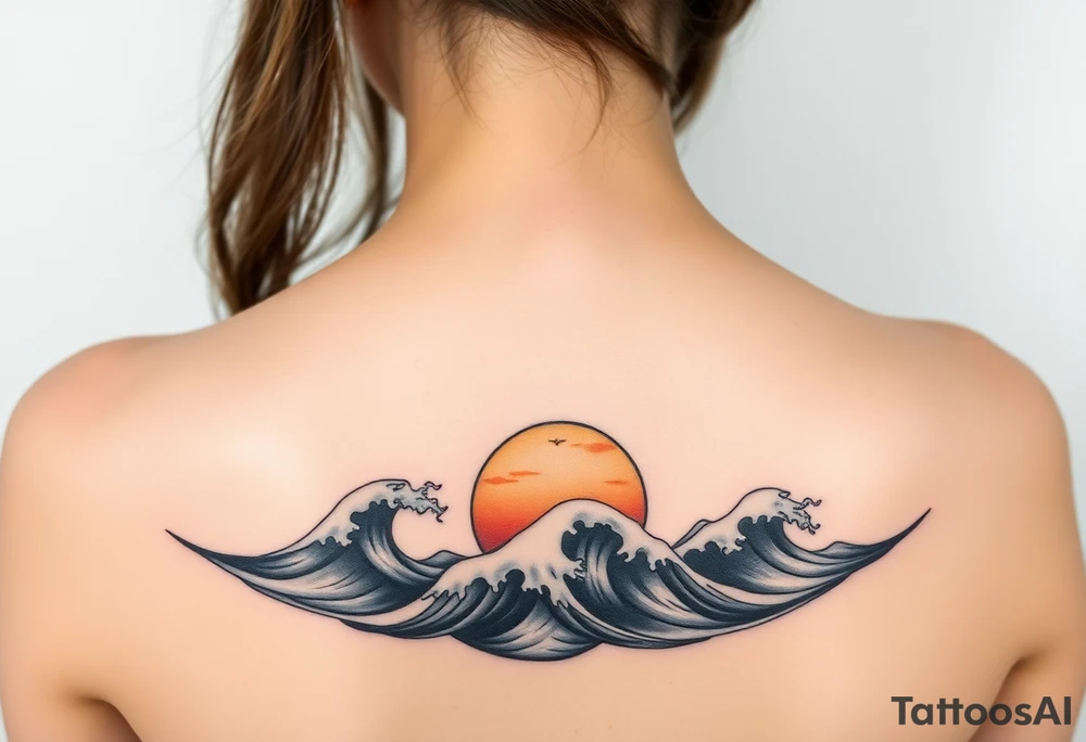 Ocean waves and a sunrise tattoo idea