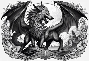 Valhalla sword dragon wolf tattoo idea