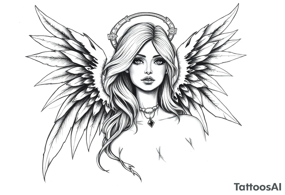 Goth angel sexy tattoo idea