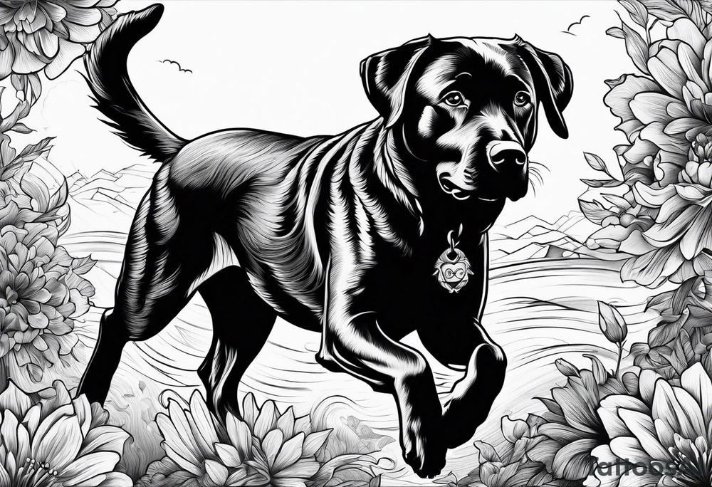 Dog running in heaven tattoo idea