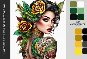 Number 24 with colors green, yellow, maroon and black tattoo idea