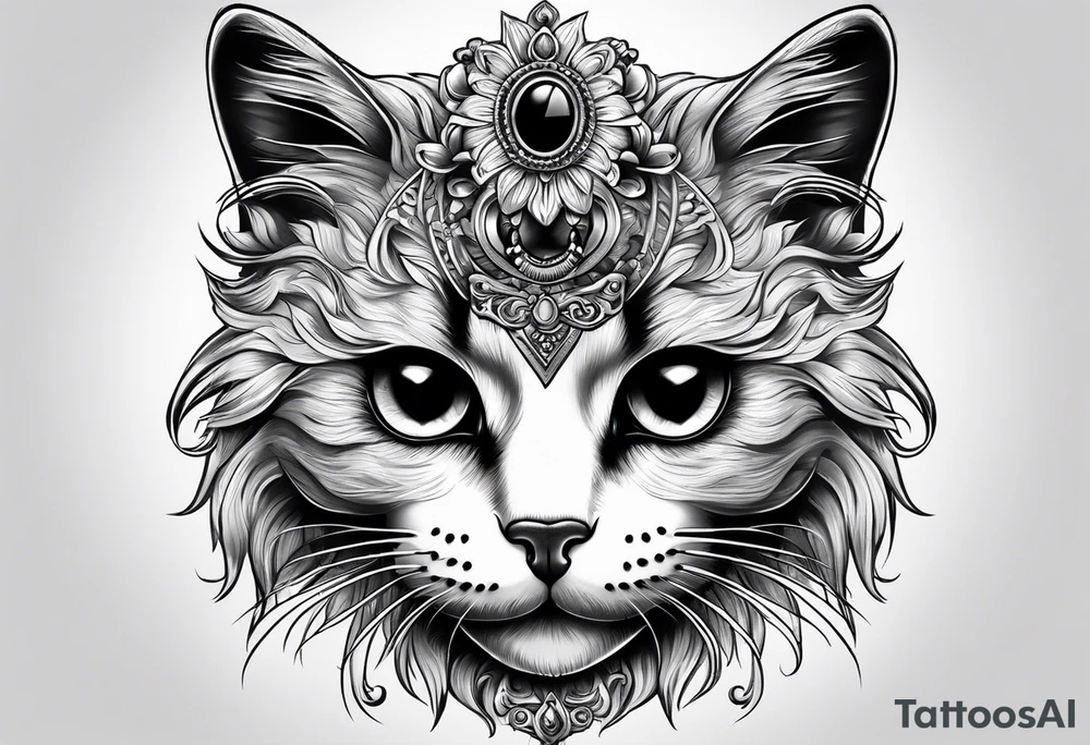 cat with empty eyes with paws above a skull tattoo idea cat with empty eyes with paws above a skull tattoo idea