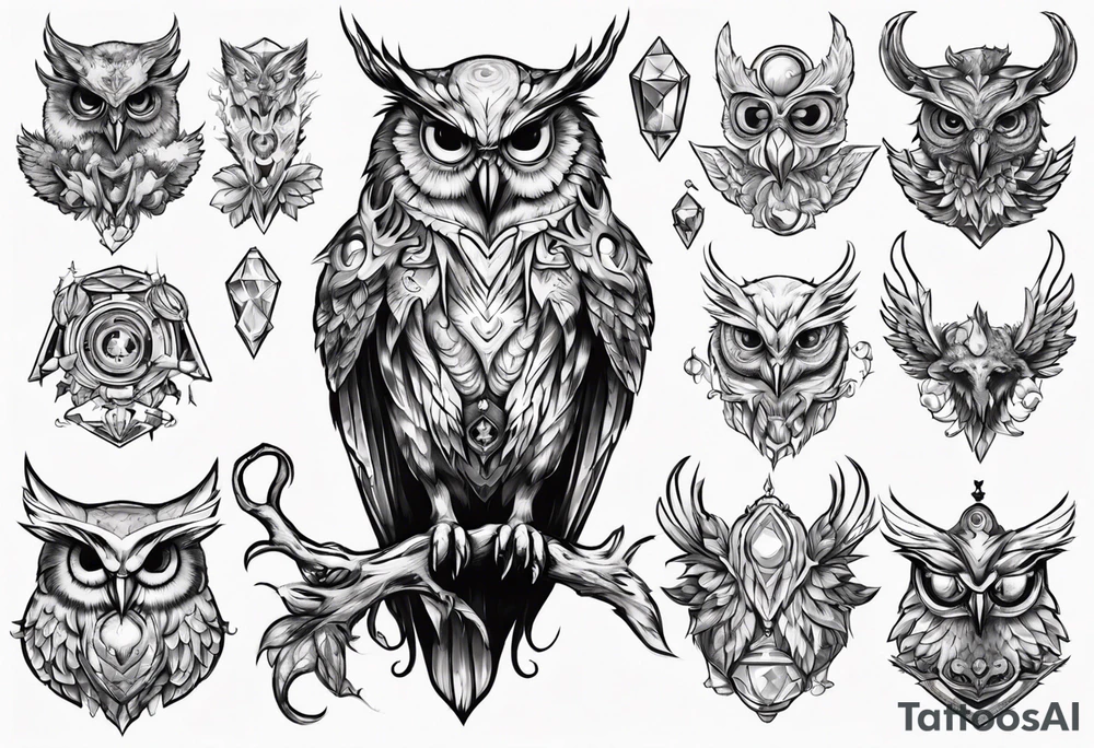 The Demon Owl Stolas, a Prince of Hell who is obsessed with gems, knowledge of astrology and poisonous plants. tattoo idea