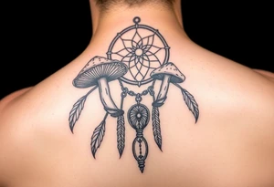 Mushrooms with dreamcatcher tattoo idea