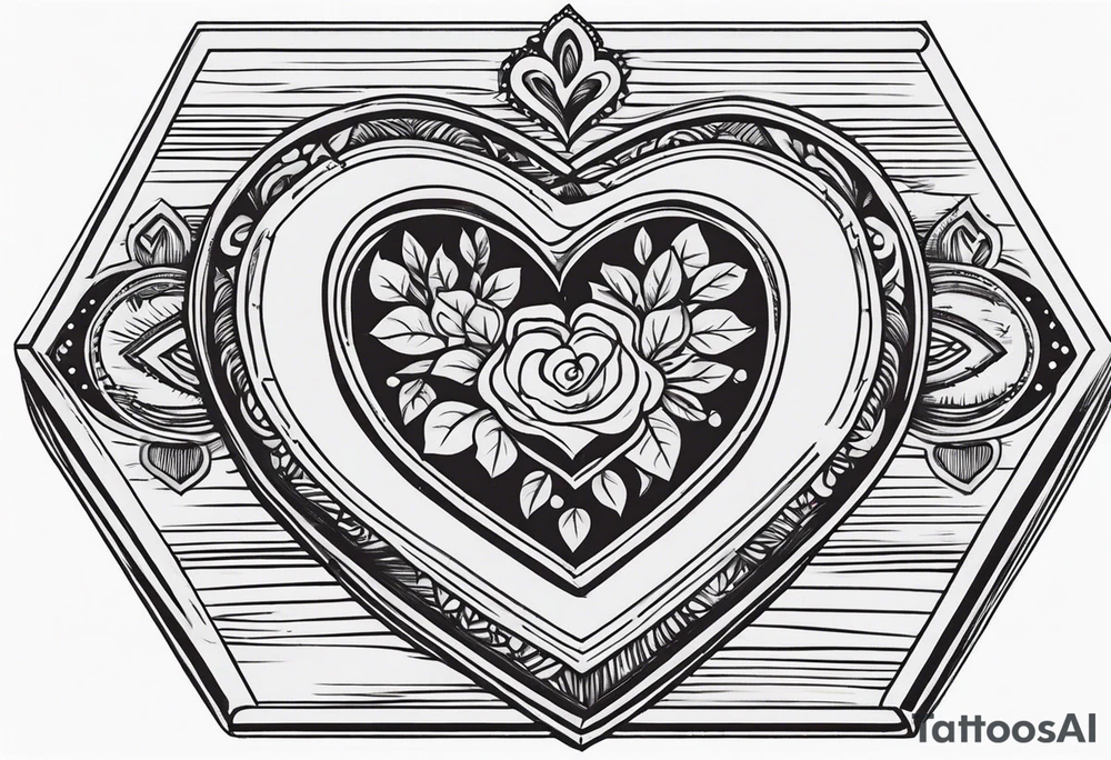 A simple vintage cigar box with a heart on it tattoo idea