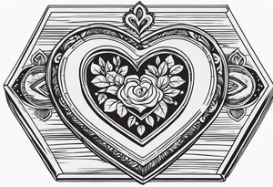 A simple vintage cigar box with a heart on it tattoo idea
