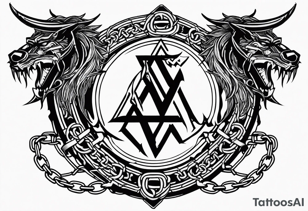 Valhalla sword shield dragon axe Valknut barbed wire chains tattoo idea Valhalla sword shield dragon axe Valknut barbed wire chains tattoo idea