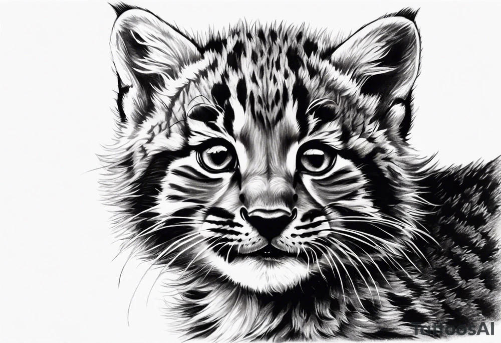 Super cute happy wildcat cub tattoo idea