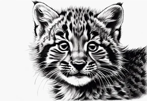 Super cute happy wildcat cub tattoo idea