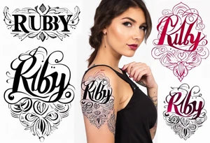 Generate a girly tattoo with the name of: Ruby tattoo idea