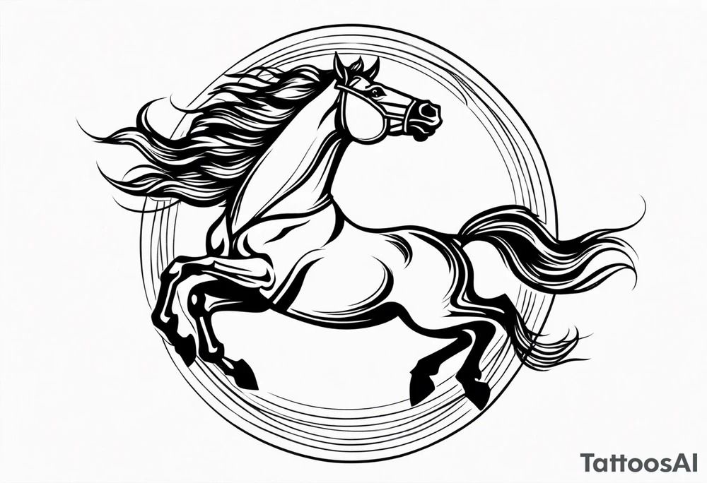 mustang jumping through hoop tattoo idea