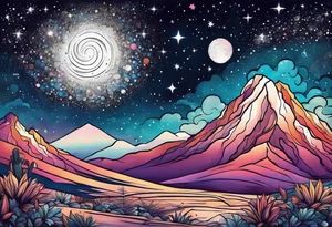 Galaxy sky with Arizona landscape tattoo idea
