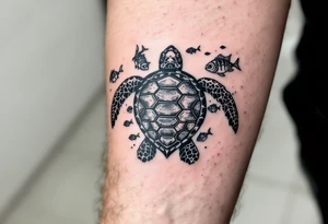 Turtle among the fishes tattoo idea